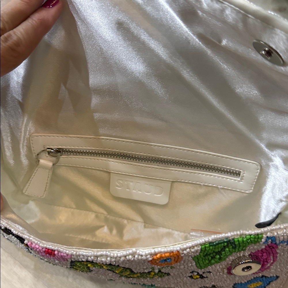 STAUD White Shoulder Bag with Colorful Embroidery - Picture 3 of 4